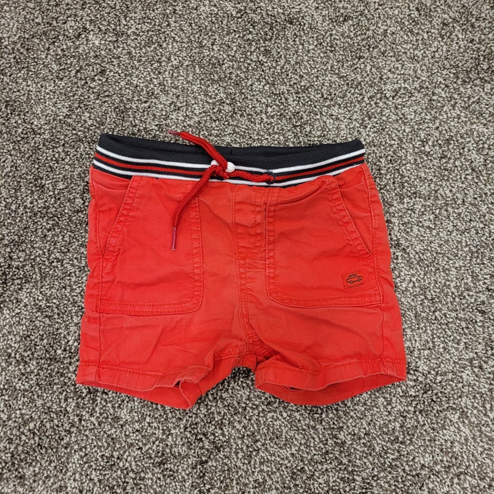 Mayoral Boys Red Cotton Blend Elastic Waist Shorts Size 12M 80cm Car Detail